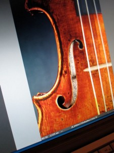 Label of the Red Mendelssohn Stradivarius of 1720 from a photo shoot for an upcoming book on Stradivarius violins.
