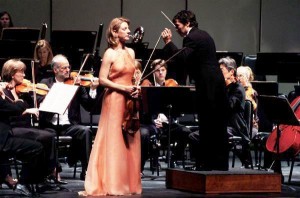9/29/2007 Elizabeth on stage, waiting for her entrance, while Carlo Ponti, Jr. conducts the San Bernardino Symphony Orchestra.